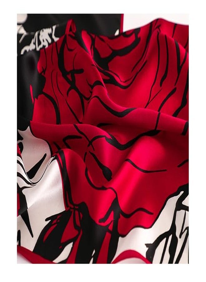 MEISEE 100% Mulberry Silk Long Scarf for Women Large Oblong Sunscreen Shawls Wraps Neck Headscarf Hair Wraps with Gift Packed (23 - Red, Black and White) - Image 3